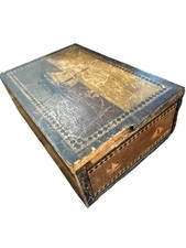 Vintage Japanese Wooden Inlaid Puzzle Box Trick Secret Box Ships Boat