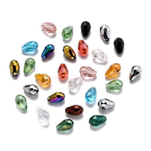 Faceted tear drop glass - faceted,
