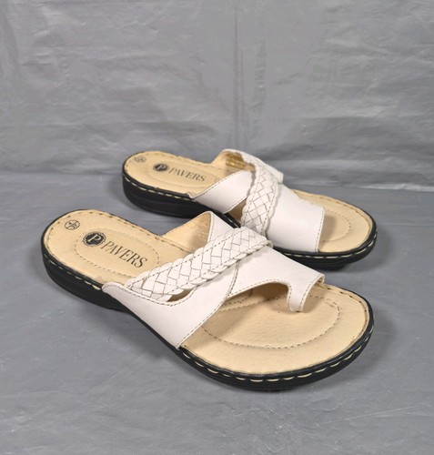 Pavers leather white sandals - leather,