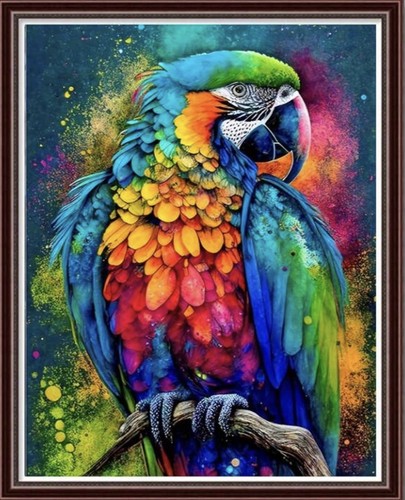 Colourful red blue parrot - 5d,