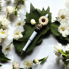 Leopard print Daisy Beaded  Pen - Black Ballpoint in Presentation Box