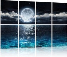 YPY Acoustic Panels, Soundproof Wall Panels Sound Absorbing Wall Art, Moon Ocean