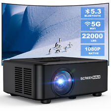 4K Projector 22000LMS 1080P 3D 5G WiFi Bluetooth Video Home Theater 230" Display