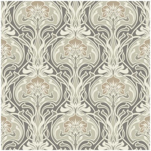 Retro floral wallpaper - wallpaper, grey