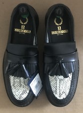 Fred Perry X George Cox Women's Tassel Loafer, Black-White - UK 4 EU 37 - £269