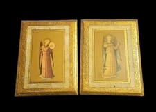 Antique 1910 Italian Gilded Wood Fra Angelico's Linaiuoli Tabernacle Angels Set 