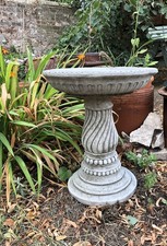 Concrete Stone Bird Bath Outdoor Garden Ornament Twist Base Heavy