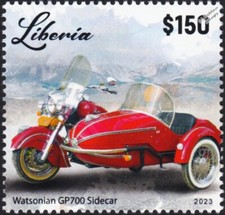 INDIAN Chief Vintage & WATSONIAN GP700 Sidecar Motorcycle Stamp (2023 Liberia)
