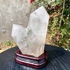 6.1LB Natural Ghost Phantom Quartz Crystal Multi Pointed Column Energy+Base-