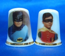 Birchcroft  Thimbles Pair -- Batman and Robin  --  Free Dome Gift Boxes