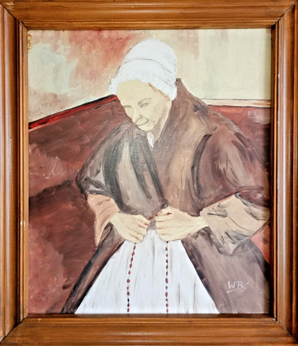 Old woman oil canvas - old,