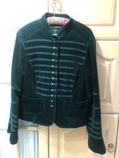 Stunning Dark Teal Green Principles Military Velvet Jacket Size 16 Rare