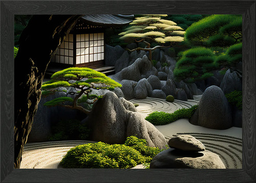 Japanese zen garden framed - japanese,