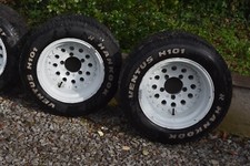  VINTAGE SOLID ALUMINIUM BILLET WHEELS 265X15 PLUS TYRES 265 50X15