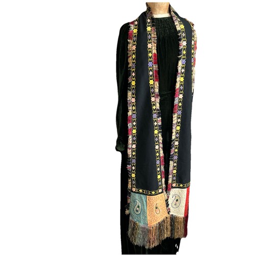 Vintage silk embroidered stole - silk,