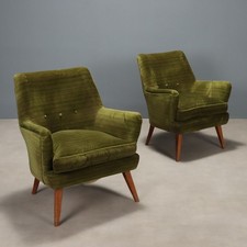 Vintage Armchairs Green Velvet Wood Design Italy 1950s To be Restored