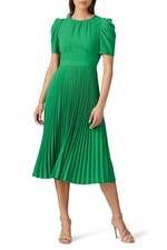 LK Bennett Beautiful Avalon Green Pleated Midi Dress Size 12
