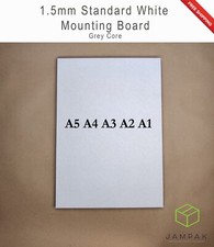 Standard White 1.5mm Mount Board Backing Board A5 A4 A3 A2 A1 GREY CORE 1500mic
