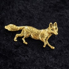 Fox Brooch Gold Tone Vintage
