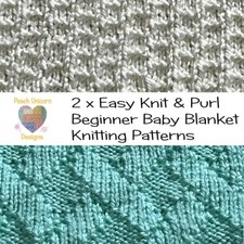 Knitting Patterns for Baby Blankets x 2, Crossing Lines & Ladders, Beginner