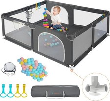 Extra Large Baby Playpen 200x180x66cm with Activity Centre, Non-Slip Base