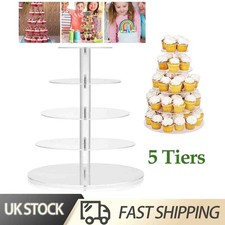 Clear Acrylic Round Cupcake Stand Display Wedding&Party 5 Tier Cup Cake Holder Q