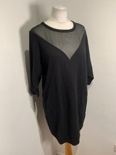 Twin-Set knit jumper dress S 8 10 VGC black wool blend chiffon Simona Barbieri