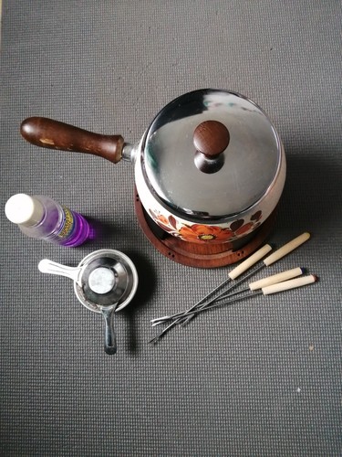 Vintage floral fondue set - vintage,