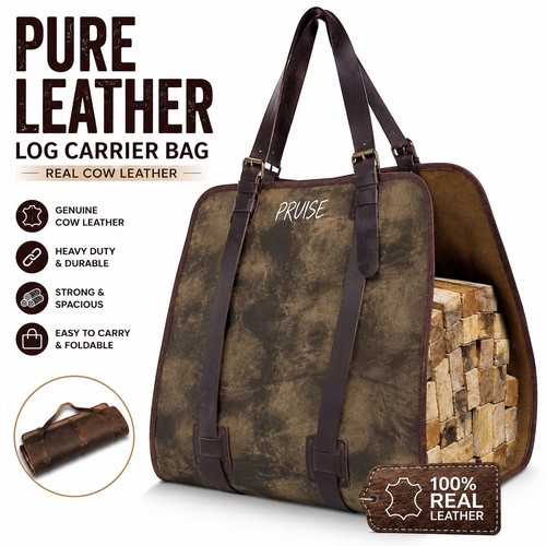 Pure leather log carrier bag - pure,