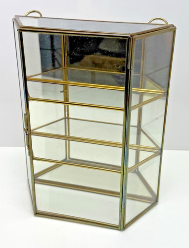 Vtg brass glass mirror - vtg,