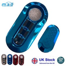BLUE Hard Shine car key cover case shell for Fiat 500 Iveco Panda Punto 3 button