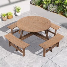 8 Seater Wooden Round Picnic