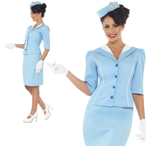 Adult ladies blue air hostess - ladies,
