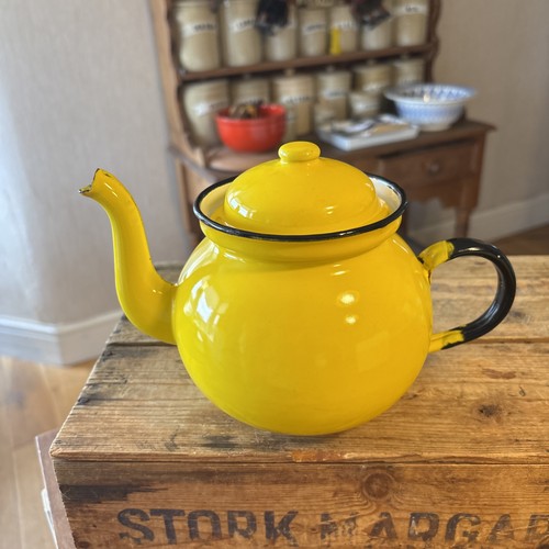 Vintage bright yellow enamel - vintage,