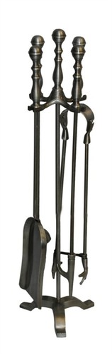 Silver fireplace companion set - silver,