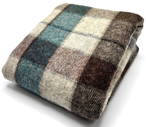 Brown cream check wool - check,