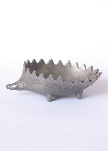Vintage pewter hedgehog - hedgehog, dish