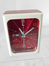 Vintage Rhythm 3HA001 Atomic Space Age Alarm Clock Japan In Red
