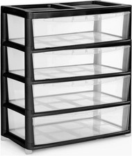 Plastic Storage Drawers Unit Jumbo, Compact Vertical Organizer with Drawers