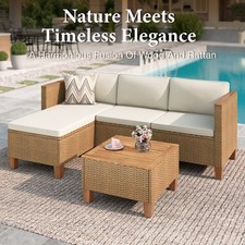Rattan Furniture Garden Furniture Set L shape sofa Table Chairs With Cushions