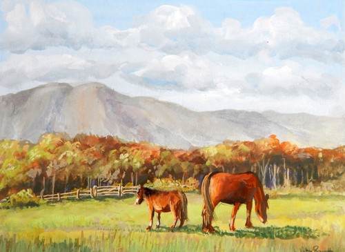 Vintage painting scotland pony - scotland,