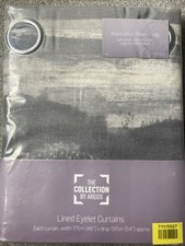 Argos Watercolour Stripe Lined Eyelet Curtains Brand New W117 X D137cm