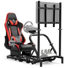 Minneer Sim Racing Cockpit with TV Stand Seat Fit Logitech G29 G920 Thrustmaster