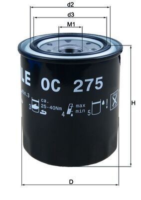 Mahle 275 oil filter fits - mahle,