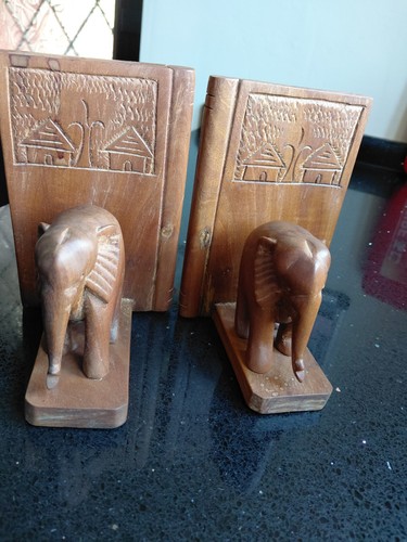 Handcarved wooden elephant - handcarved,