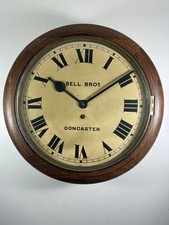 Antique Wooden 16” English Wall Clock BELL BROS Doncaster England