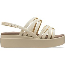 Crocs Brooklyn Strappy Low Wedge Womens Platform Sandals Cream Size UK 8