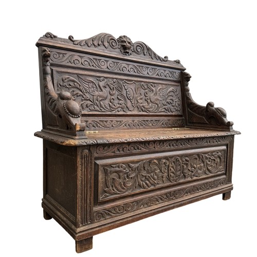 Victorian carved oak hall - victorian,