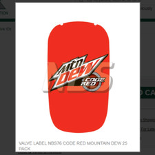 VALVE LABEL NBS76 CODE RED MOUNTAIN DEW 25 PACK # VI01761014