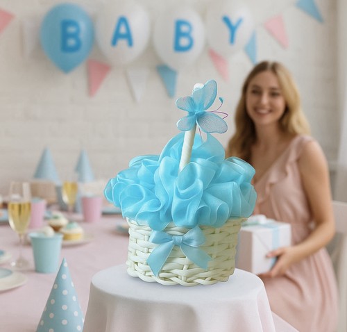 Blue satin flower - , girl